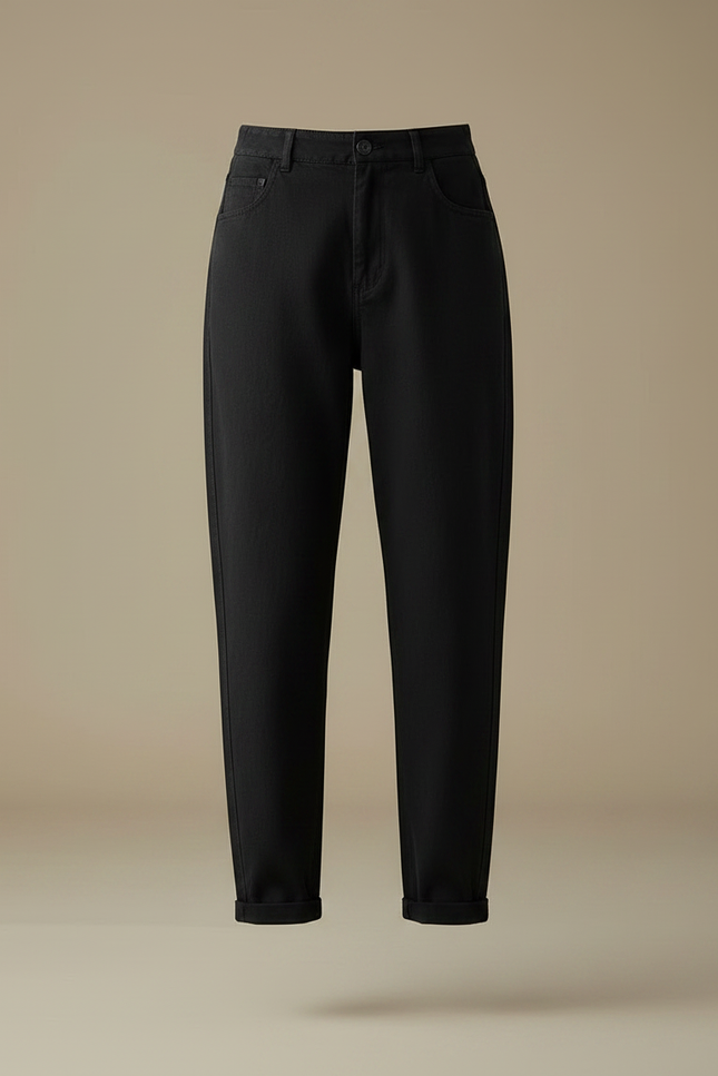 Pantalon Chino Noir Coton Ample Confortable Décontracté - vue 3