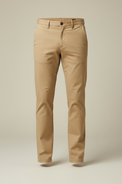 Pantalon Chino Beige Clair Coton Droit Classique Homme - vue 3