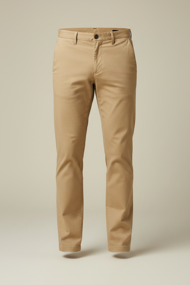 Pantalon Chino Beige Clair Coton Droit Classique Homme - vue 3
