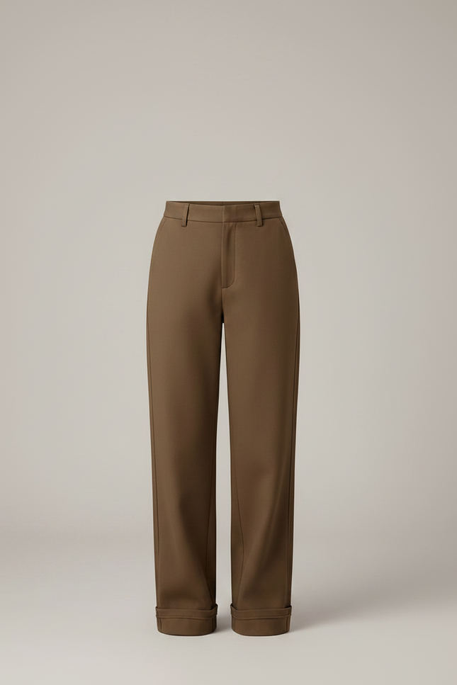 Pantalon Chino Marron Ample Décontracté Hiver Chaud - Gabardine - vue 3