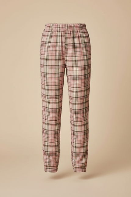 Pantalon Chino Carreaux Rose Lâche Décontracté Fille - Coton - vue 3
