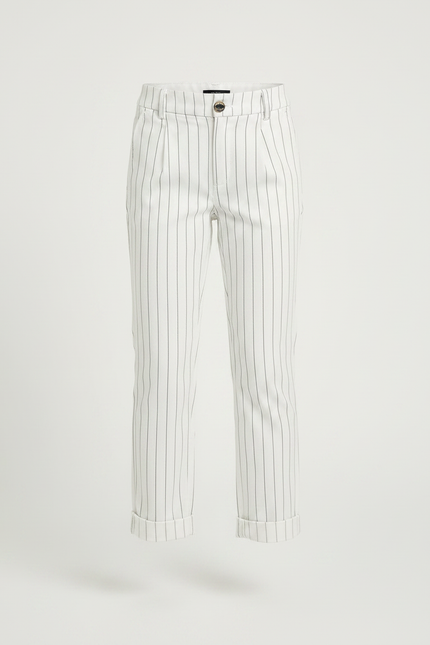 Pantalon Chino Fille - Blanc Coton - vue 3