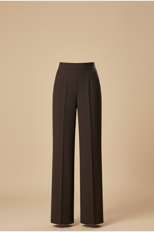 Pantalon Chino Marron Élastique Taille Haute Droit Femme - Polyester - vue 3