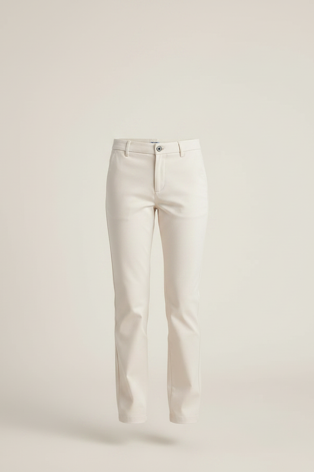 Pantalon Chino Crème Droit Décontracté Enfant - Beige Coton - vue 3