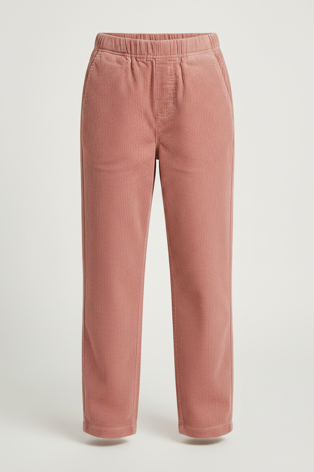 Pantalon Chino Rose Côtelé Droit Enfant Confortable - Cordé - vue 3