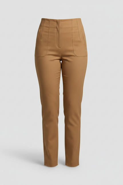 Pantalon Chino Camel Taille Haute Slim Élégant - Gabardine - vue 3