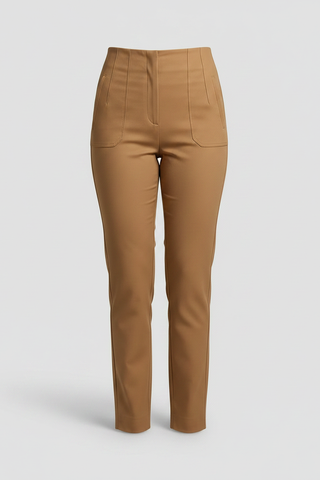 Pantalon Chino Camel Taille Haute Slim Élégant - Gabardine - vue 3