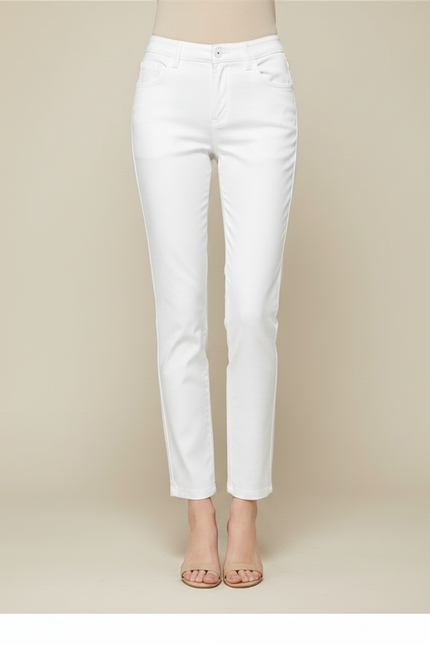 Pantalon Chino Blanc Coton Slim Élégant Femme - vue 3