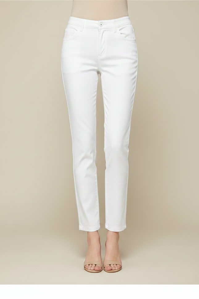 Pantalon Chino Blanc Coton Slim Élégant Femme - vue 3