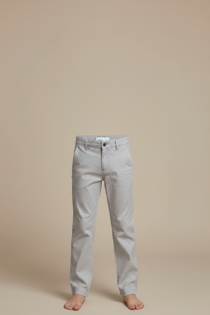 Pantalon Chino Gris Coton Droit Garçon Simple - Gabardine - vue 3