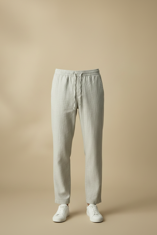 Pantalon Chino Lin Coton Droit Décontracté Homme Clair - Gris - vue 3