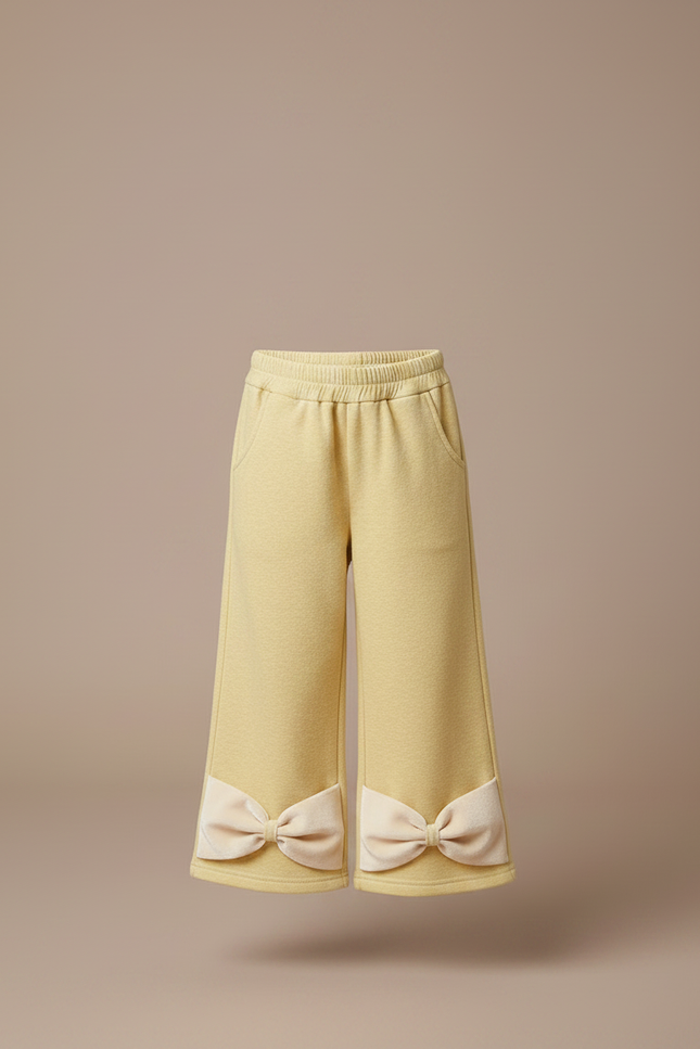 Pantalon Chino Jaune Ample Polaire Nœuds Fille - Molleton - vue 3