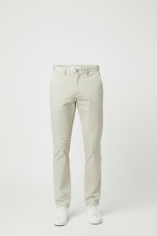 Pantalon Chino Beige Coton Slim Décontracté Élégant - vue 3