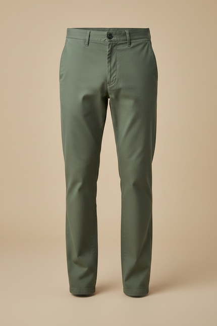 Pantalon Chino Vert Olive Coton Droit Décontracté Homme - Kaki - vue 3