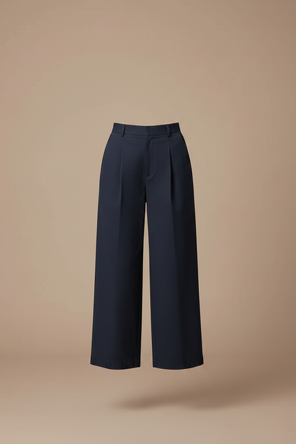 Pantalon Chino Marine Ample Fluide Décontracté Femme - Gabardine - vue 3