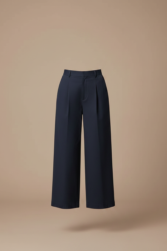 Pantalon Chino Marine Ample Fluide Décontracté Femme - Gabardine - vue 3
