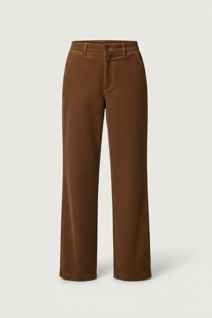 Pantalon Chino Velours Côtelé Marron Ample Femme - vue 3