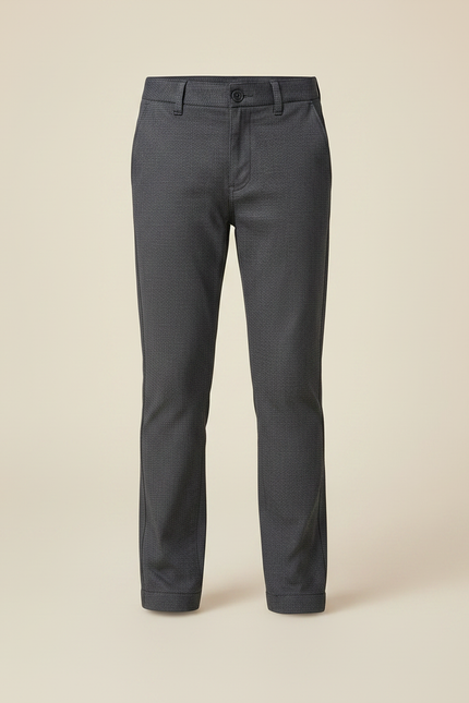 Pantalon Chino Gris Foncé Motif Micro Carreaux Garçon - Gabardine - vue 3