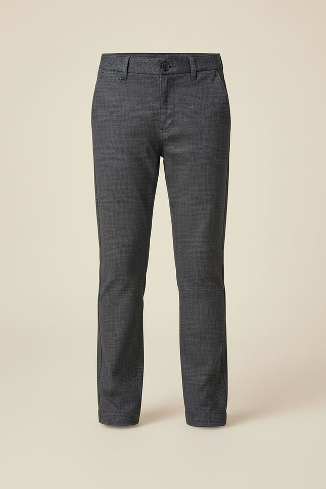 Pantalon Chino Gris Foncé Motif Micro Carreaux Garçon - Gabardine - vue 3
