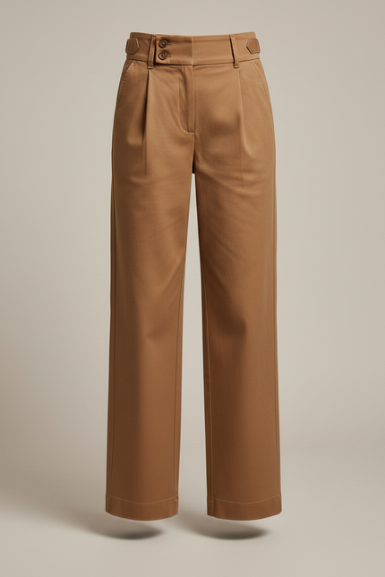 Pantalon Chino Marron Ample Plissé Élégant Enfant - Gabardine - vue 3