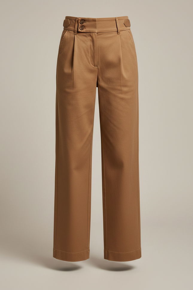Pantalon Chino Marron Ample Plissé Élégant Enfant - Gabardine - vue 3