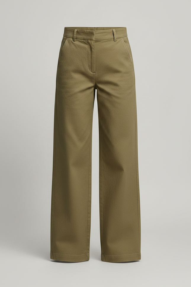 Pantalon Chino Kaki Ample Décontracté Fille - Gabardine - vue 3