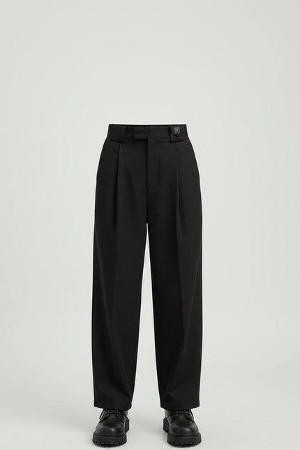 Pantalon Chino Noir Ample Plissé Décontracté Garçon - Gabardine - vue 3