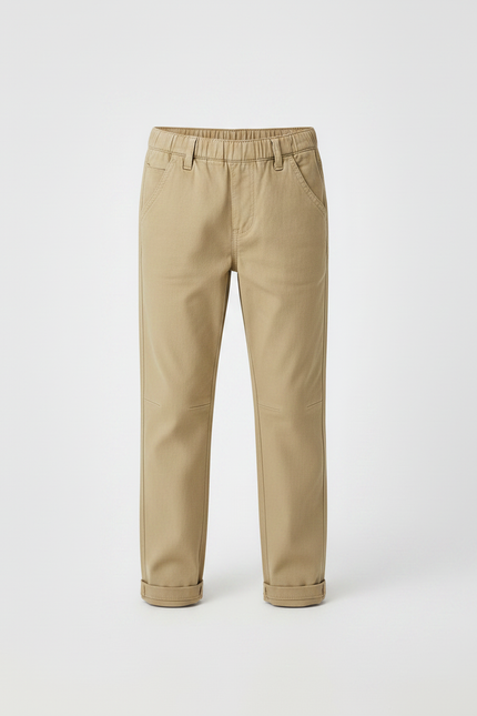 Pantalon Chino Kaki Coton Décontracté Coupe Droite Enfant - vue 3