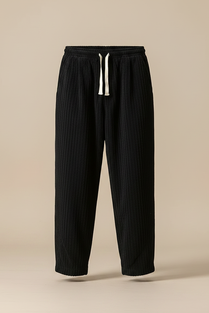 Pantalon Chino Noir Côtelé Ample Décontracté Homme - Cordé - vue 3
