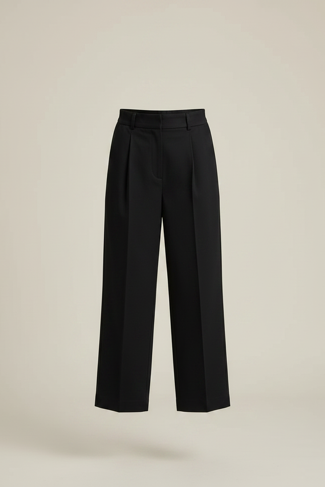 Pantalon Chino Noir Plissé Ample Élégant Enfant - Gabardine - vue 3