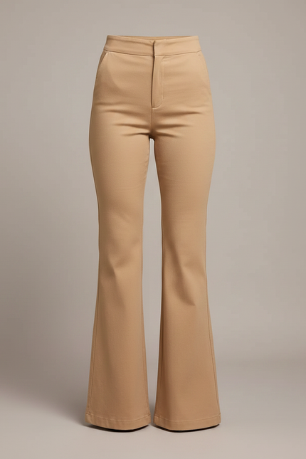 Pantalon Chino Femme Beige Large Coton Casual - Gabardine - vue 3