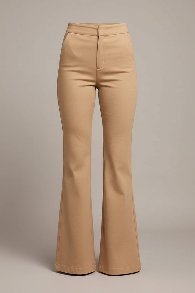 Pantalon Chino Femme Beige Large Coton Casual - Gabardine - vue 3