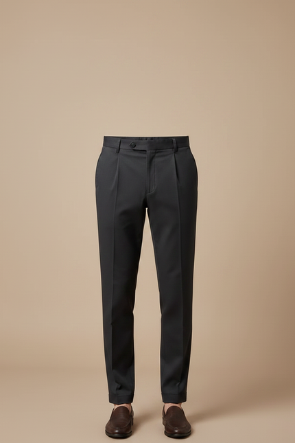 Pantalon Chino Gris Anthracite Plissé Élégant Homme - Gabardine - vue 3