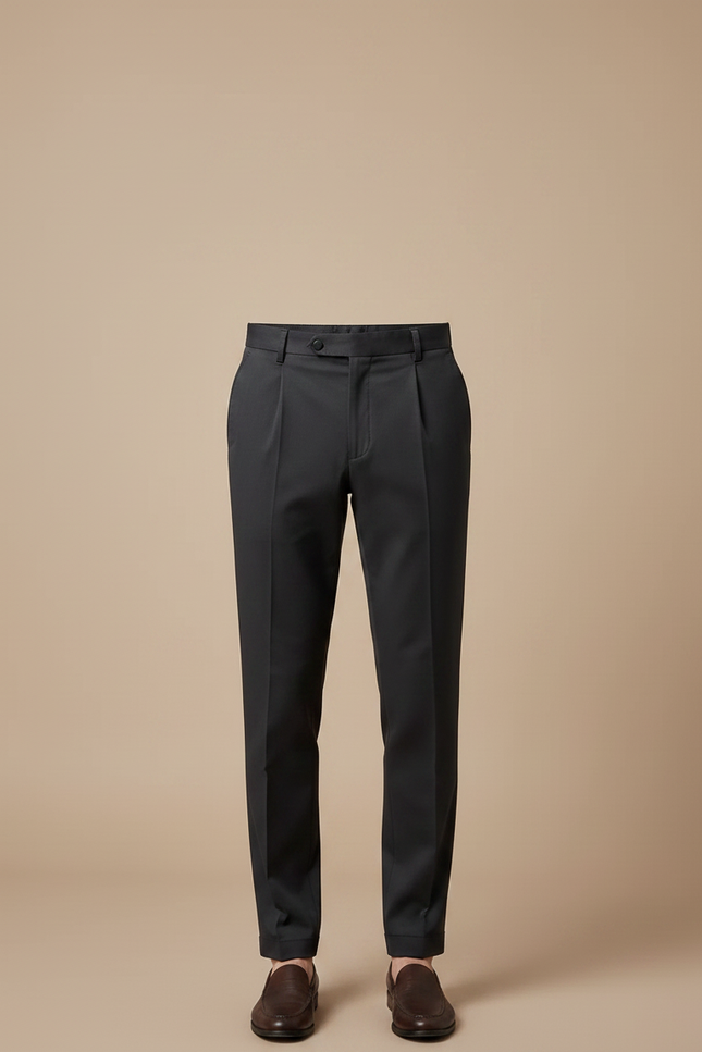 Pantalon Chino Gris Anthracite Plissé Élégant Homme - Gabardine - vue 3