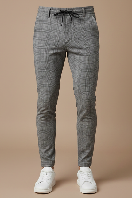 Pantalon Chino Carreaux Homme - Gris Polyester - vue 3