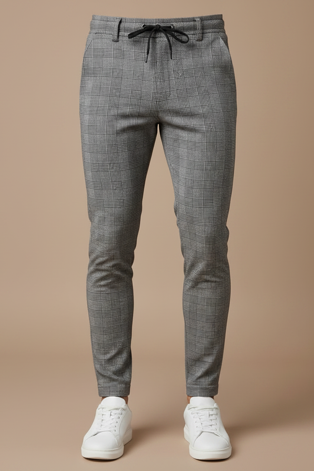 Pantalon Chino Carreaux Homme - Gris Polyester - vue 3