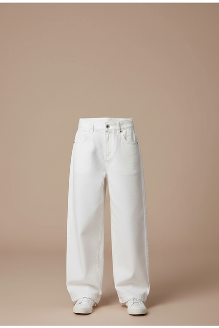 Pantalon Chino Blanc Ample Coton Droit Fille - Jean - vue 3