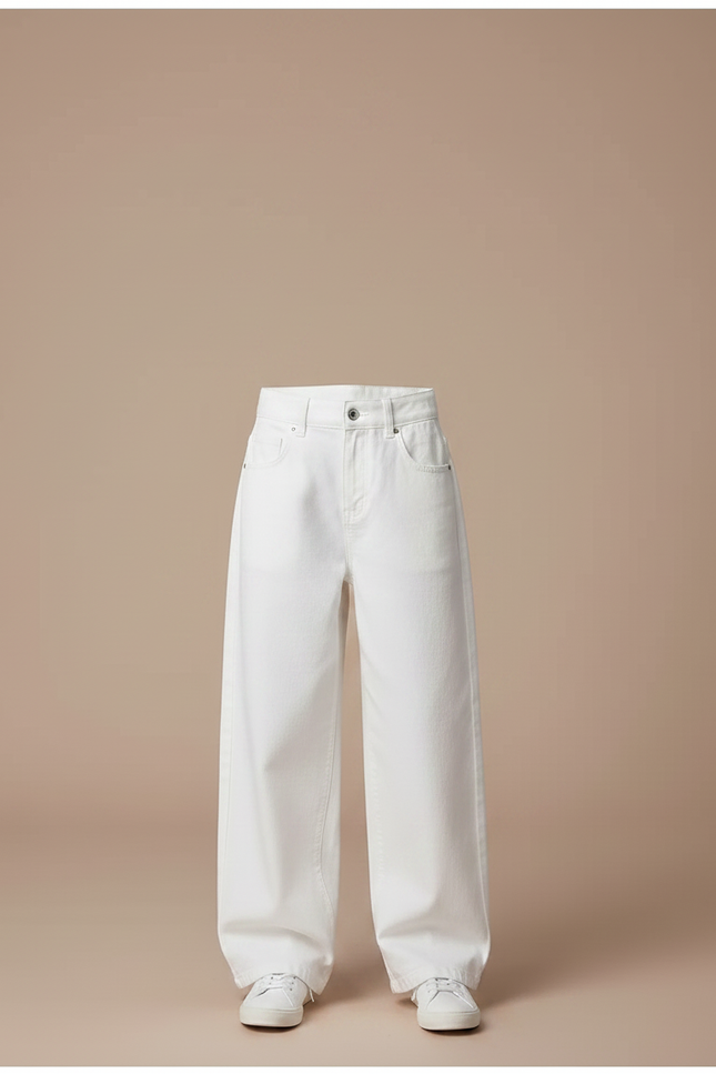 Pantalon Chino Blanc Ample Coton Droit Fille - Jean - vue 3