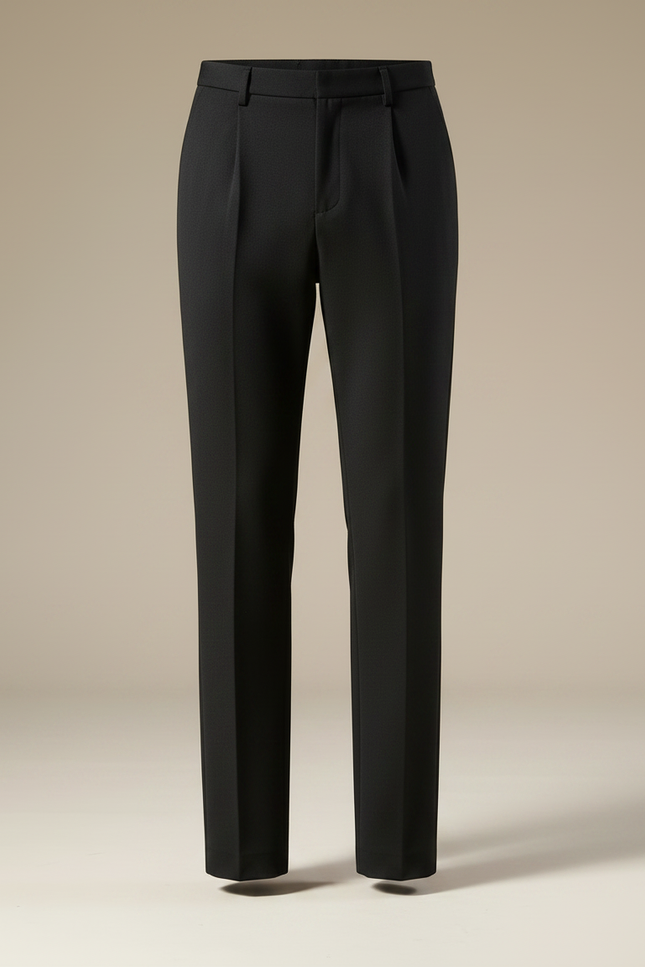 Pantalon Chino Noir Plissé Droit Formel Homme Élégant - Gabardine - vue 3