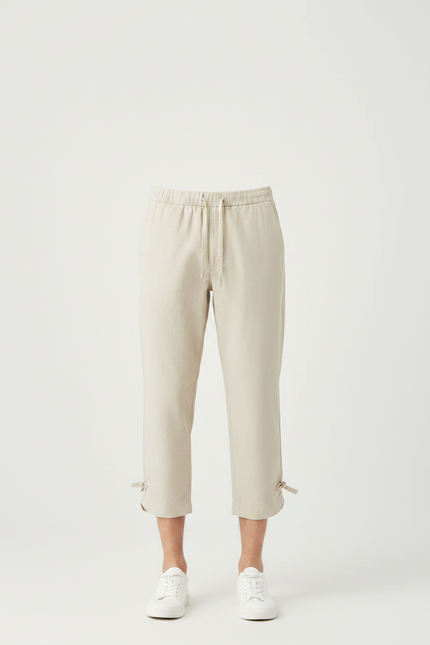 Pantalon Chino Beige Coton Décontracté Cordon Cheville - vue 3