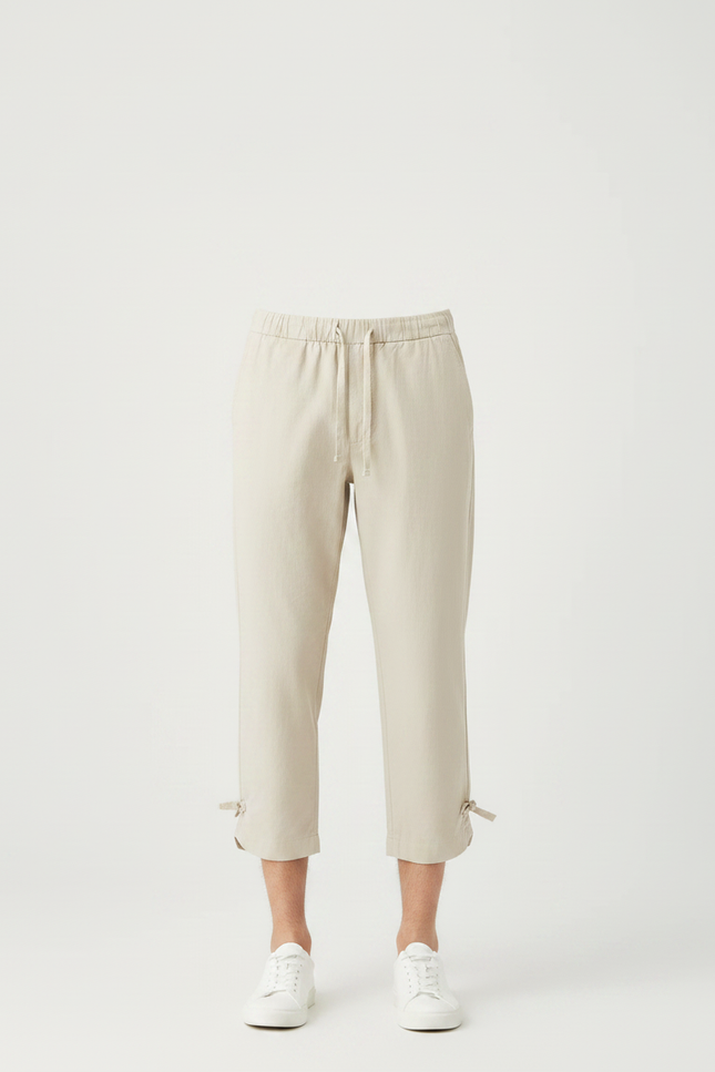 Pantalon Chino Beige Coton Décontracté Cordon Cheville - vue 3