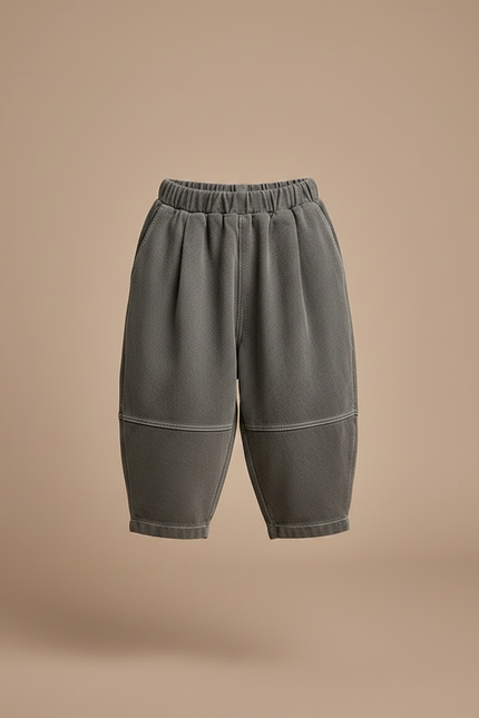 Pantalon Chino Gris Ample Décontracté Enfant Coton - Molleton - vue 3