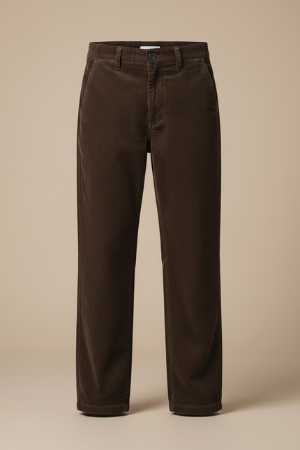 Pantalon Chino Marron Côtelé Droit Décontracté Enfant - Cordé - vue 3