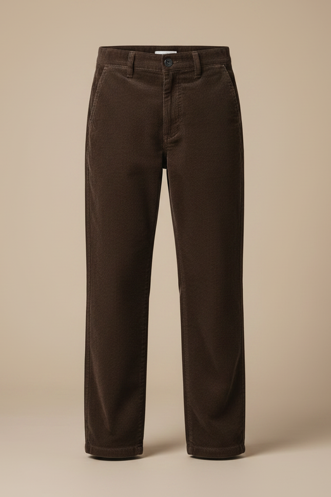 Pantalon Chino Marron Côtelé Droit Décontracté Enfant - Cordé - vue 3