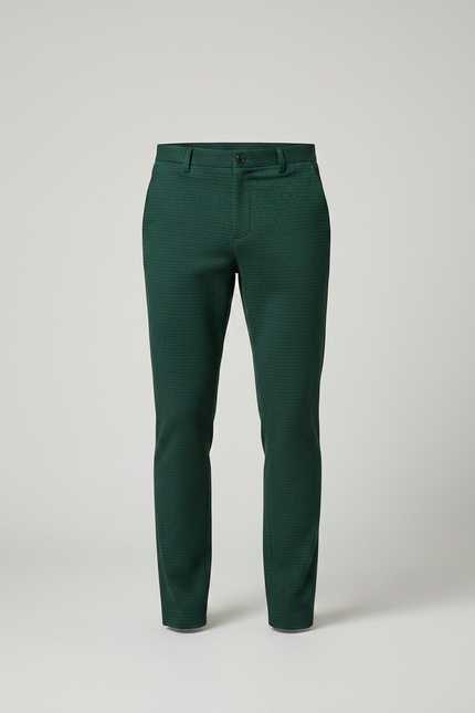 Pantalon Chino Vert Foncé Texturé Slim Homme - Maille - vue 3