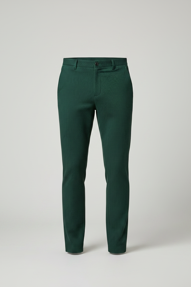 Pantalon Chino Vert Foncé Texturé Slim Homme - Maille - vue 3
