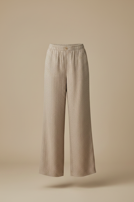 Pantalon Chino Beige Imprimé Ample Fluide Décontracté - Tweed - vue 3