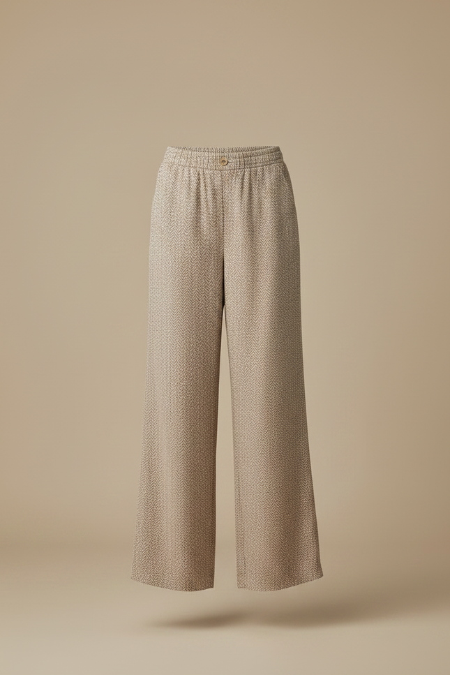 Pantalon Chino Beige Imprimé Ample Fluide Décontracté - Tweed - vue 3
