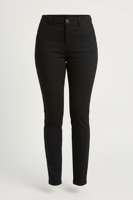 Pantalon Chino Noir Slim Confortable Femme Élégant - Gabardine - vue 3