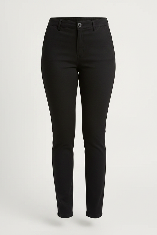 Pantalon Chino Noir Slim Confortable Femme Élégant - Gabardine - vue 3